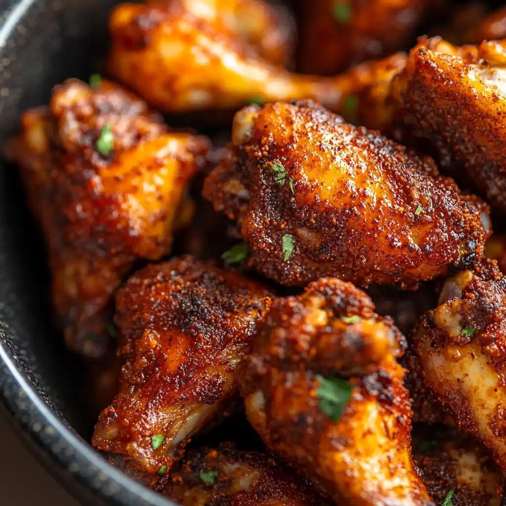 Tossing baked chicken wings in dry rub seasoning