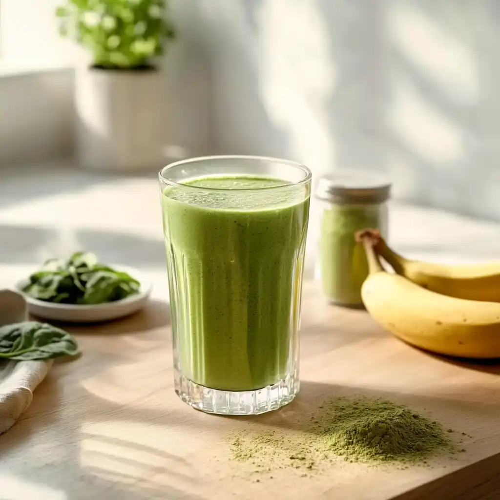 Matcha Green Tea Smoothie with banana and spinach