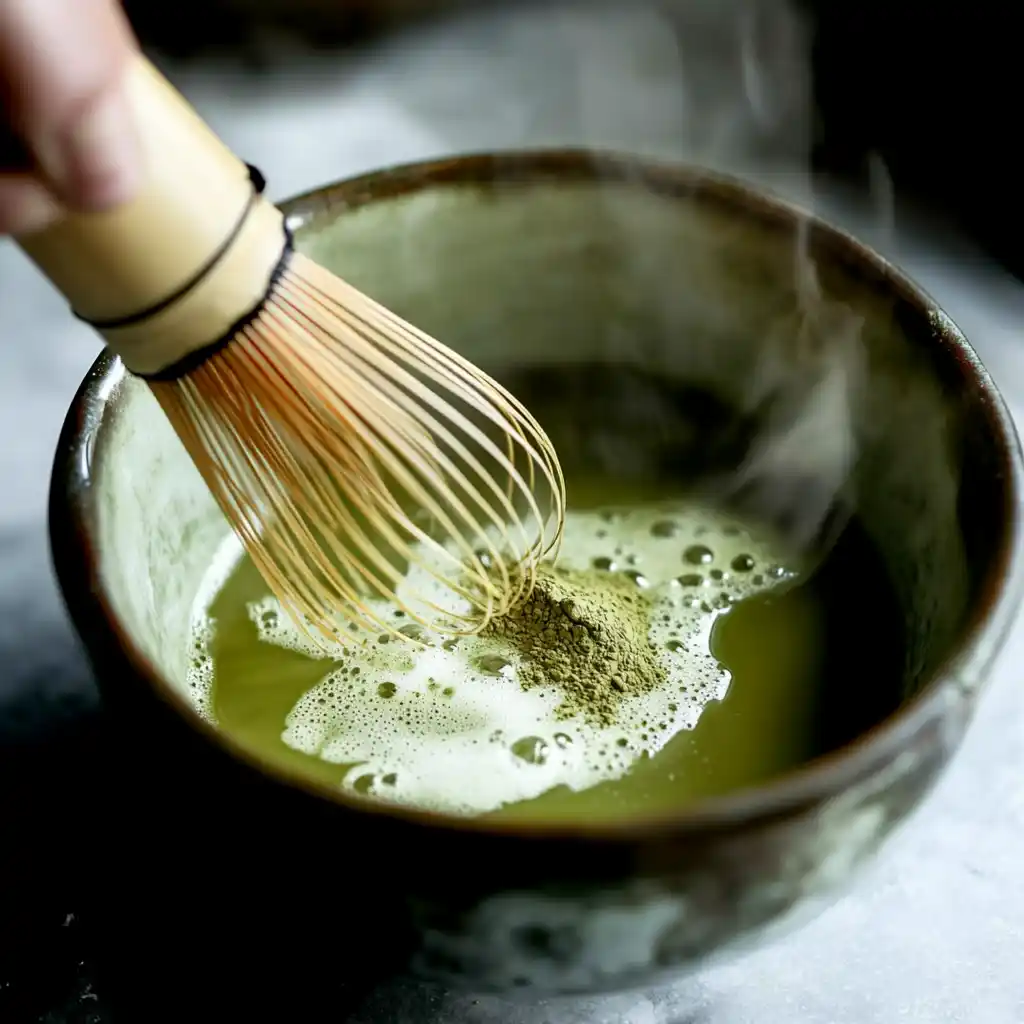 matcha powder preparation for low calorie iced latte