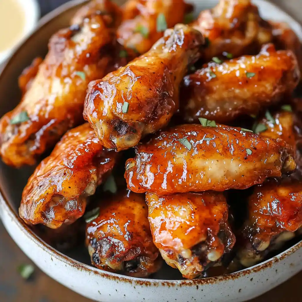 Honey BBQ baked chicken wings with glaze
