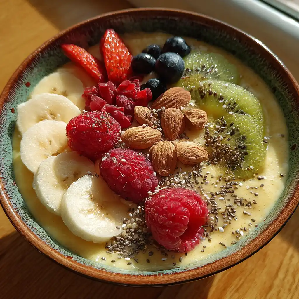 Healthy breakfast for busy mornings with oats and fruit